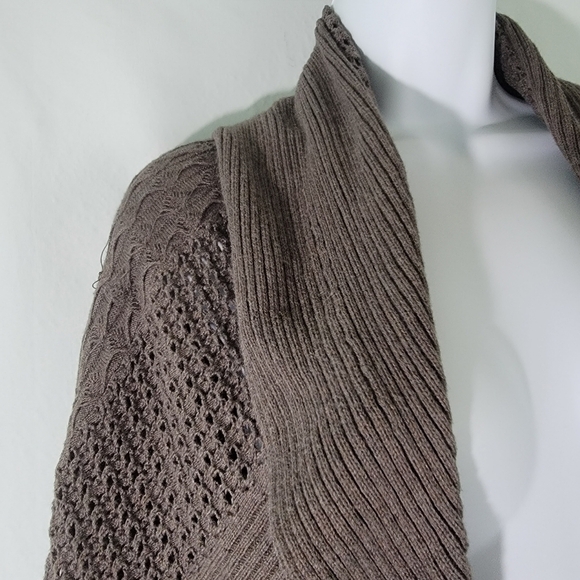 Soma Intimate Waterfall Knit Cardigan Sz L Gray Artsy Cotton Blend Cozy Lounging - Picture 11 of 12